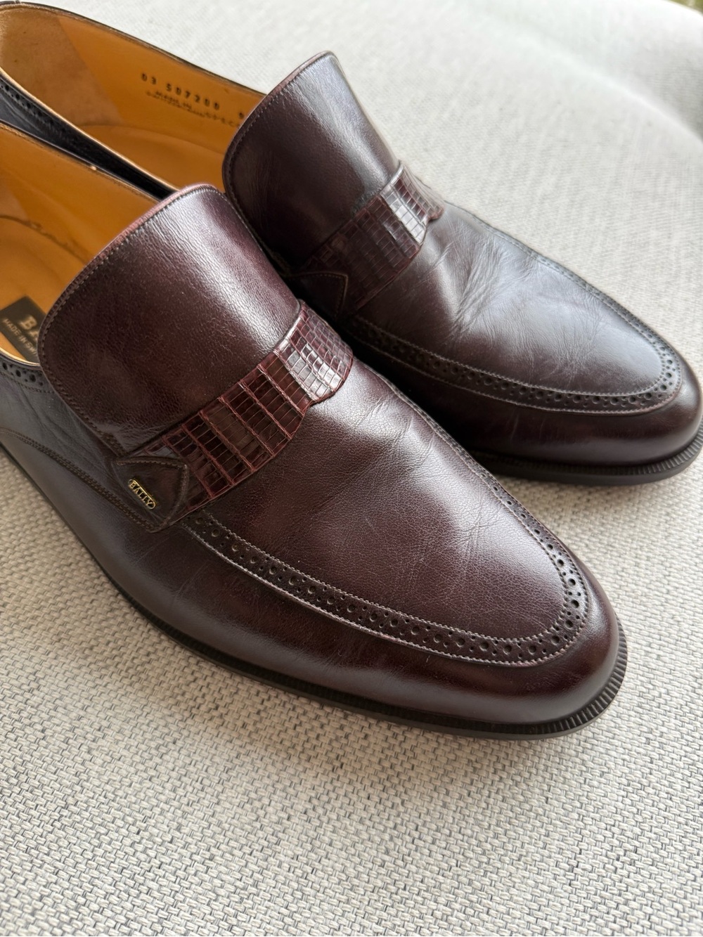 Vintage Bally of Switzerland Men's Loafers - Burgundy Oxblood Leather Size 10.5